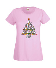 Дамска Коледна Тениска Подарък За Коледа Нова Година Penguin Christmas Tree Lights