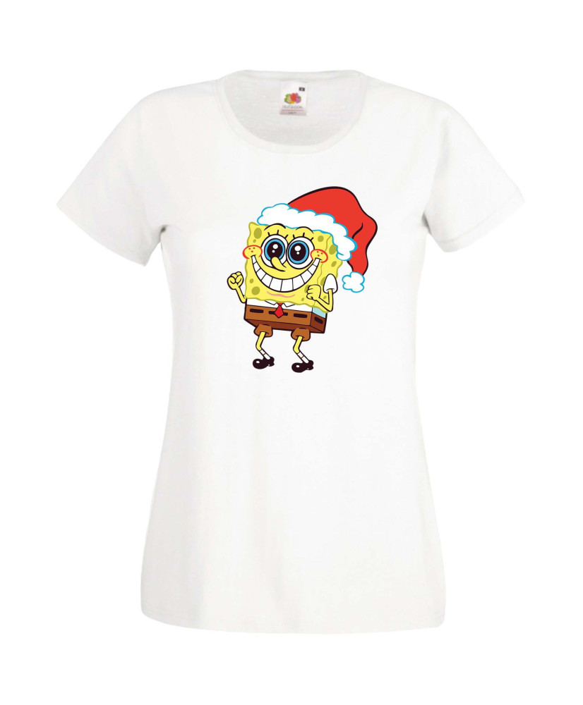 Дамска Коледна Тениска Подарък За Коледа Нова Година Spongebob Christmas Hat Дамска Коледна Тениска Подарък За Коледа Нова Година Spongebob Christmas Hat