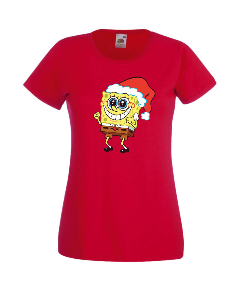Дамска Коледна Тениска Подарък За Коледа Нова Година Spongebob Christmas Hat Дамска Коледна Тениска Подарък За Коледа Нова Година Spongebob Christmas Hat