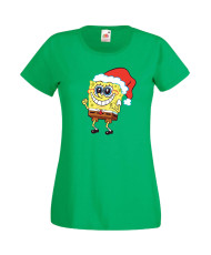 Дамска Коледна Тениска Подарък За Коледа Нова Година Spongebob Christmas Hat