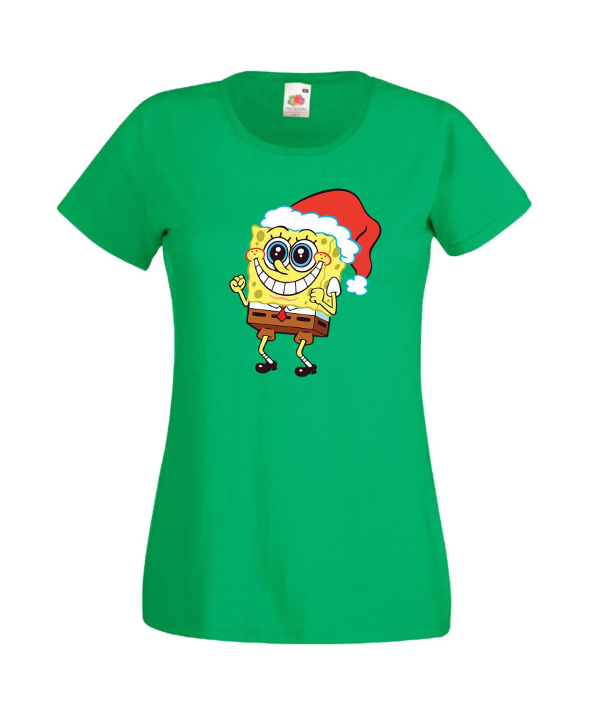 Дамска Коледна Тениска Подарък За Коледа Нова Година Spongebob Christmas Hat Дамска Коледна Тениска Подарък За Коледа Нова Година Spongebob Christmas Hat