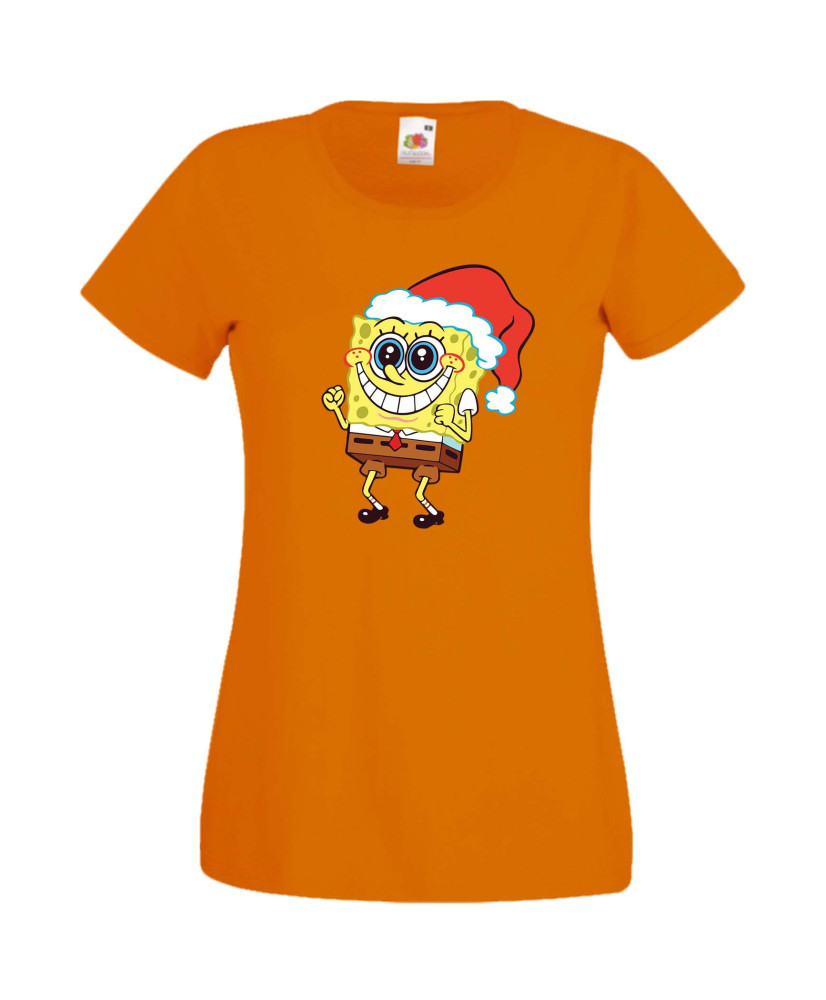 Дамска Коледна Тениска Подарък За Коледа Нова Година Spongebob Christmas Hat Дамска Коледна Тениска Подарък За Коледа Нова Година Spongebob Christmas Hat