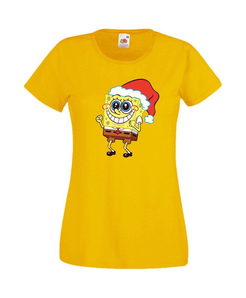 Дамска Коледна Тениска Подарък За Коледа Нова Година Spongebob Christmas Hat Дамска Коледна Тениска Подарък За Коледа Нова Година Spongebob Christmas Hat