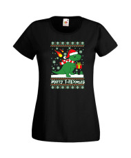 Дамска Коледна Тениска Подарък За Коледа Нова Година T-Rex Christmas