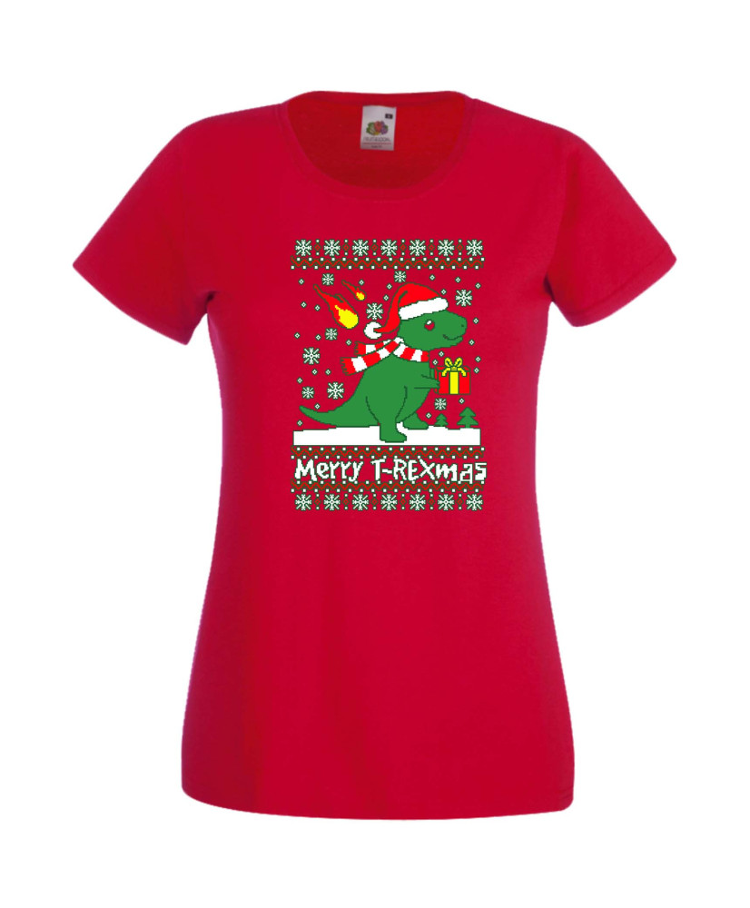 Дамска Коледна Тениска Подарък За Коледа Нова Година T-Rex Christmas Дамска Коледна Тениска Подарък За Коледа Нова Година T-Rex Christmas
