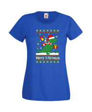 Дамска Коледна Тениска Подарък За Коледа Нова Година T-Rex Christmas