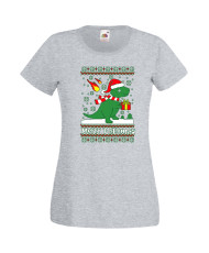 Дамска Коледна Тениска Подарък За Коледа Нова Година T-Rex Christmas