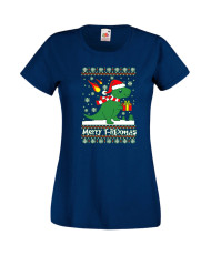 Дамска Коледна Тениска Подарък За Коледа Нова Година T-Rex Christmas
