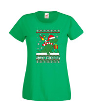 Дамска Коледна Тениска Подарък За Коледа Нова Година T-Rex Christmas