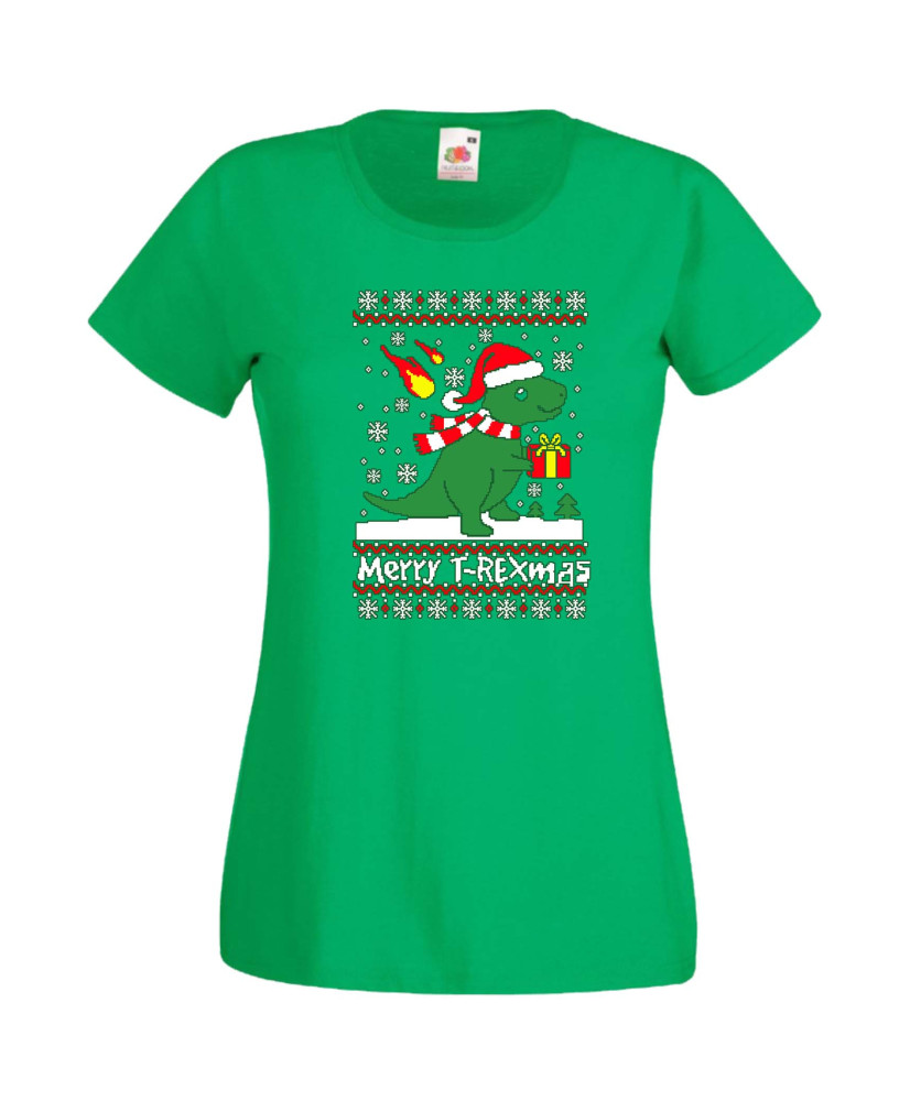 Дамска Коледна Тениска Подарък За Коледа Нова Година T-Rex Christmas Дамска Коледна Тениска Подарък За Коледа Нова Година T-Rex Christmas