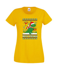 Дамска Коледна Тениска Подарък За Коледа Нова Година T-Rex Christmas