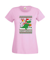 Дамска Коледна Тениска Подарък За Коледа Нова Година T-Rex Christmas