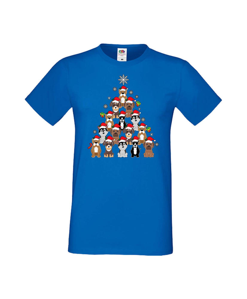 Мъжка Коледна Тениска Подарък За Коледа Нова Година Dogs Christmas Tree Chippoa