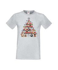 Мъжка Коледна Тениска Подарък За Коледа Нова Година Dogs Christmas Tree Chippoa