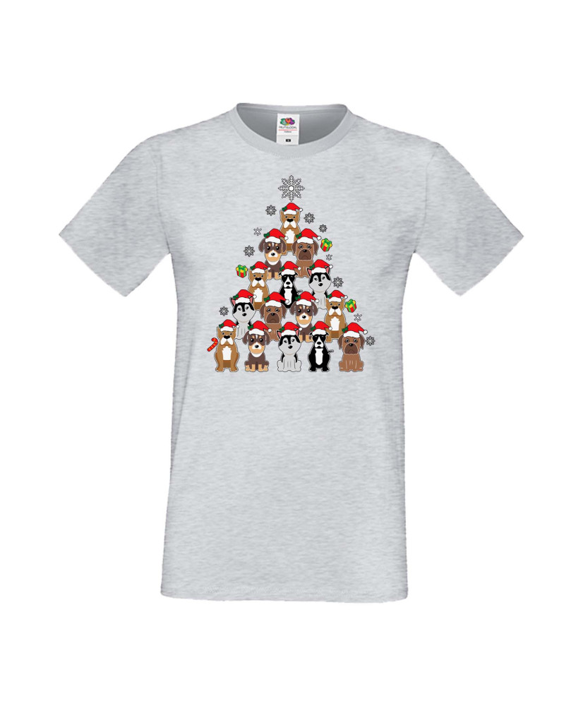 Мъжка Коледна Тениска Подарък За Коледа Нова Година Dogs Christmas Tree Chippoa