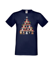 Мъжка Коледна Тениска Подарък За Коледа Нова Година Dogs Christmas Tree Chippoa