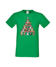 Мъжка Коледна Тениска Подарък За Коледа Нова Година Dogs Christmas Tree Chippoa