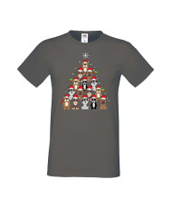 Мъжка Коледна Тениска Подарък За Коледа Нова Година Dogs Christmas Tree Chippoa