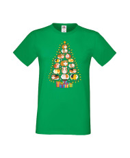 Мъжка Коледна Тениска Подарък За Коледа Нова Година Guinea Pig Christmas Tree Lights Chippoa