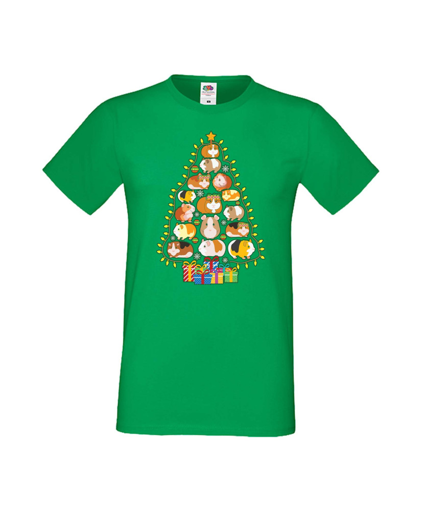 Мъжка Коледна Тениска Подарък За Коледа Нова Година Guinea Pig Christmas Tree Lights Chippoa
