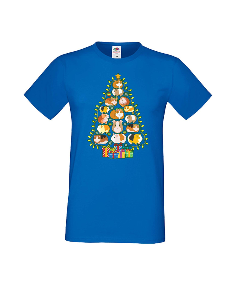 Мъжка Коледна Тениска Подарък За Коледа Нова Година Guinea Pig Christmas Tree Lights Chippoa