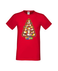 Мъжка Коледна Тениска Подарък За Коледа Нова Година Guinea Pig Christmas Tree Lights Chippoa