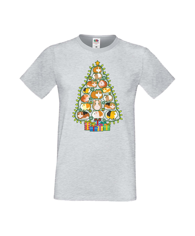 Мъжка Коледна Тениска Подарък За Коледа Нова Година Guinea Pig Christmas Tree Lights Chippoa