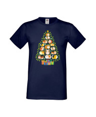 Мъжка Коледна Тениска Подарък За Коледа Нова Година Guinea Pig Christmas Tree Lights Chippoa