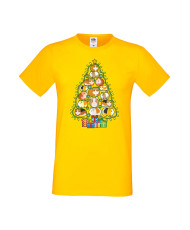 Мъжка Коледна Тениска Подарък За Коледа Нова Година Guinea Pig Christmas Tree Lights Chippoa