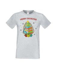 Мъжка Коледна Тениска Подарък За Коледа Нова Година Merry Bookmas Books Christmas Tree