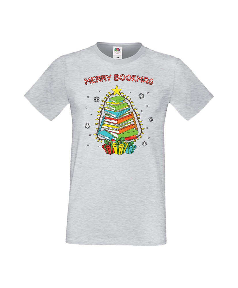 Мъжка Коледна Тениска Подарък За Коледа Нова Година Merry Bookmas Books Christmas Tree