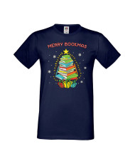 Мъжка Коледна Тениска Подарък За Коледа Нова Година Merry Bookmas Books Christmas Tree