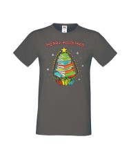 Мъжка Коледна Тениска Подарък За Коледа Нова Година Merry Bookmas Books Christmas Tree