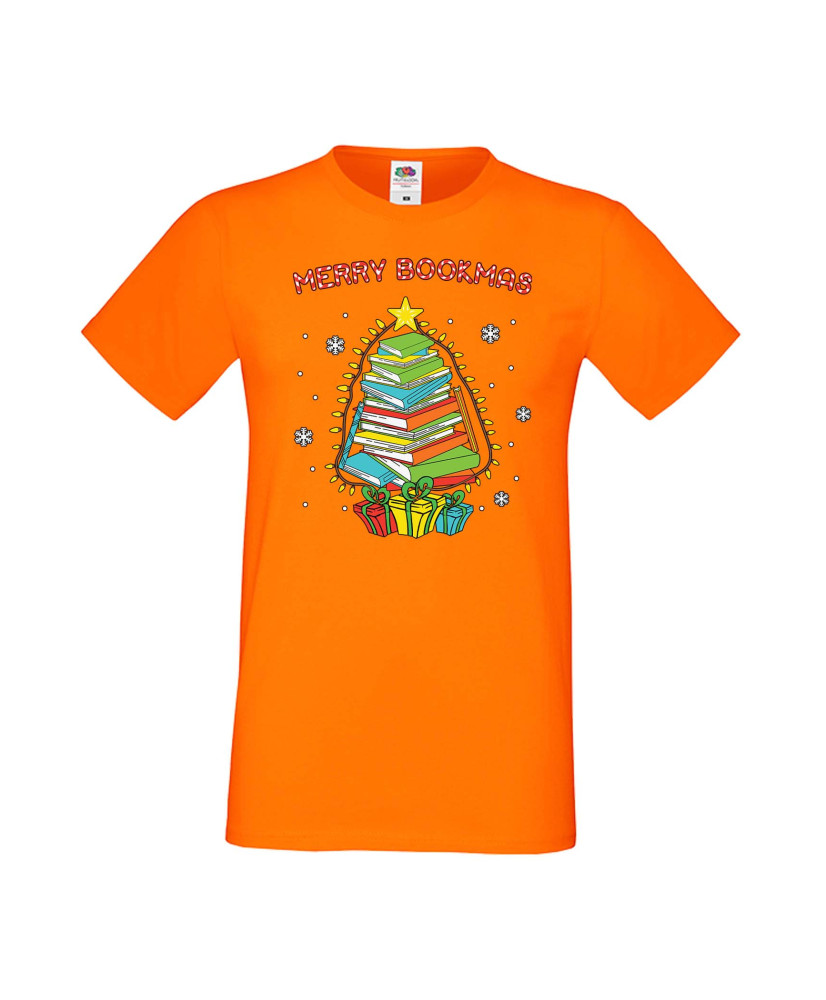 Мъжка Коледна Тениска Подарък За Коледа Нова Година Merry Bookmas Books Christmas Tree
