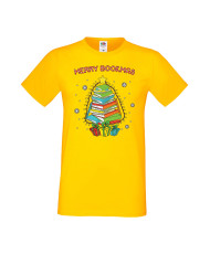 Мъжка Коледна Тениска Подарък За Коледа Нова Година Merry Bookmas Books Christmas Tree