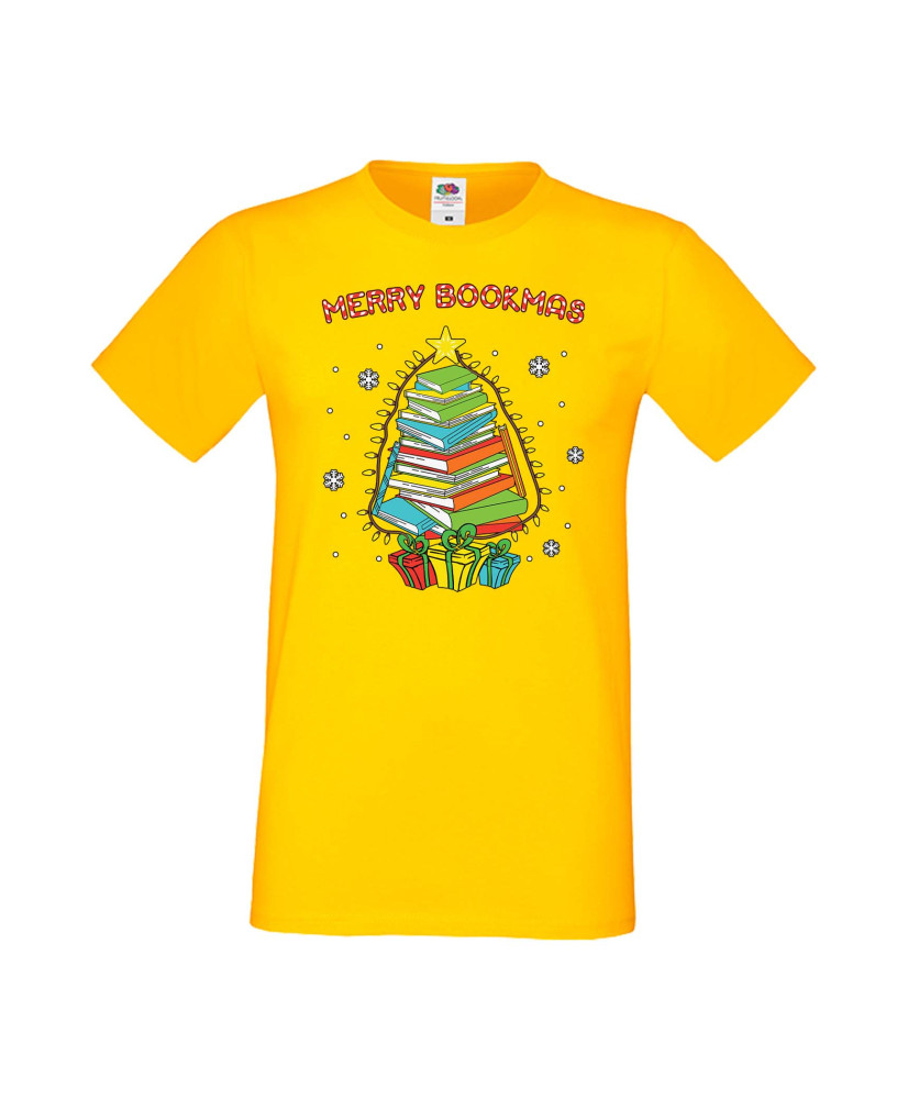 Мъжка Коледна Тениска Подарък За Коледа Нова Година Merry Bookmas Books Christmas Tree