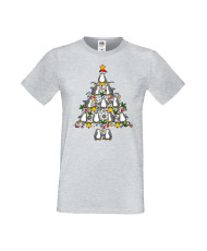 Мъжка Коледна Тениска Подарък За Коледа Нова Година Penguin Christmas Tree Lights