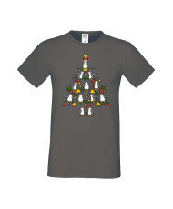 Мъжка Коледна Тениска Подарък За Коледа Нова Година Penguin Christmas Tree Lights