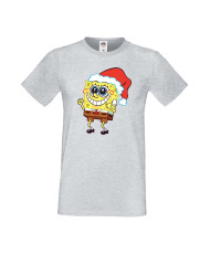Мъжка Коледна Тениска Подарък За Коледа Нова Година Spongebob Christmas Hat