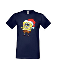 Мъжка Коледна Тениска Подарък За Коледа Нова Година Spongebob Christmas Hat