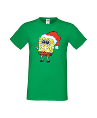 Мъжка Коледна Тениска Подарък За Коледа Нова Година Spongebob Christmas Hat
