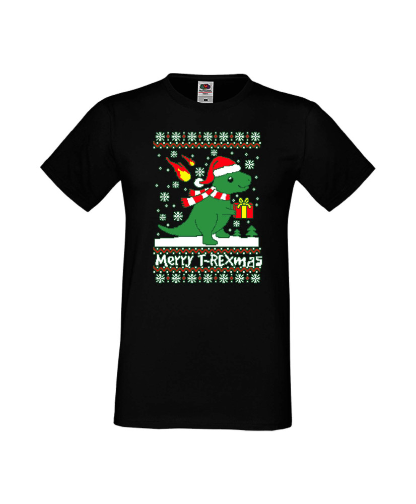 Мъжка Коледна Тениска Подарък За Коледа Нова Година T-Rex Christmas