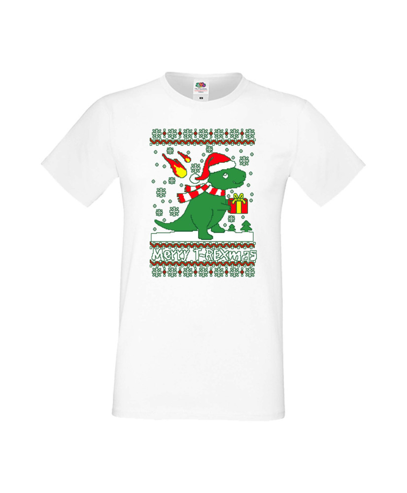 Мъжка Коледна Тениска Подарък За Коледа Нова Година T-Rex Christmas