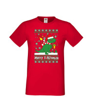 Мъжка Коледна Тениска Подарък За Коледа Нова Година T-Rex Christmas