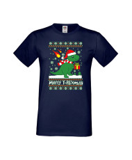 Мъжка Коледна Тениска Подарък За Коледа Нова Година T-Rex Christmas