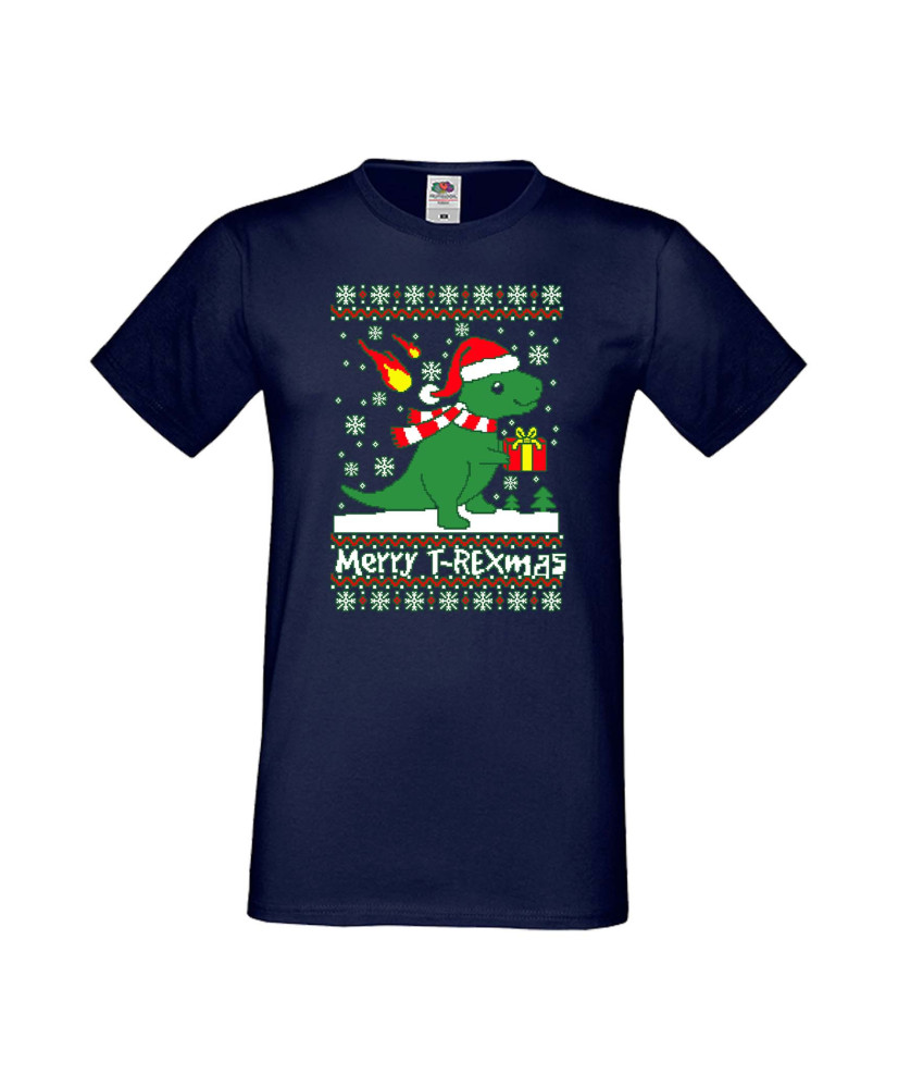 Мъжка Коледна Тениска Подарък За Коледа Нова Година T-Rex Christmas