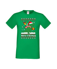 Мъжка Коледна Тениска Подарък За Коледа Нова Година T-Rex Christmas