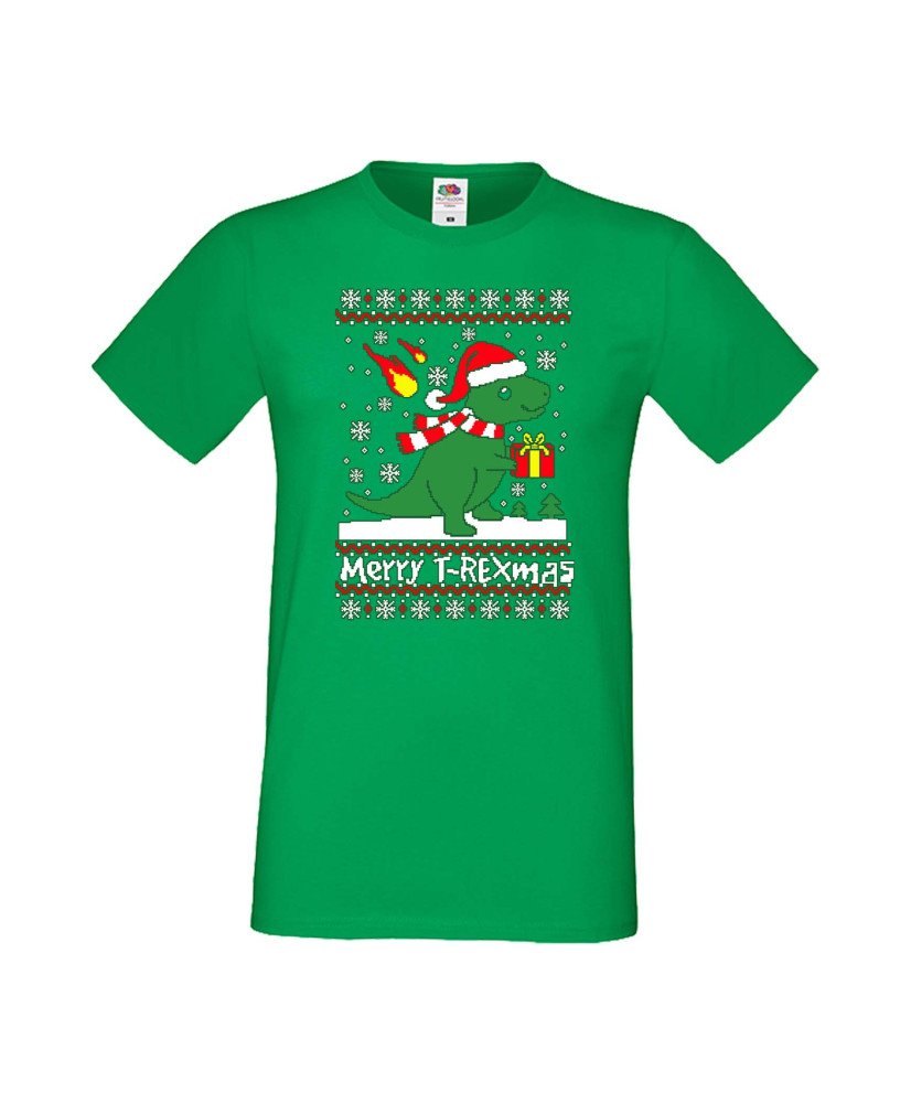 Мъжка Коледна Тениска Подарък За Коледа Нова Година T-Rex Christmas