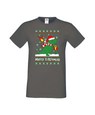Мъжка Коледна Тениска Подарък За Коледа Нова Година T-Rex Christmas