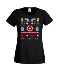 Дамска Коледна Тениска Christmas Holiday Captain America